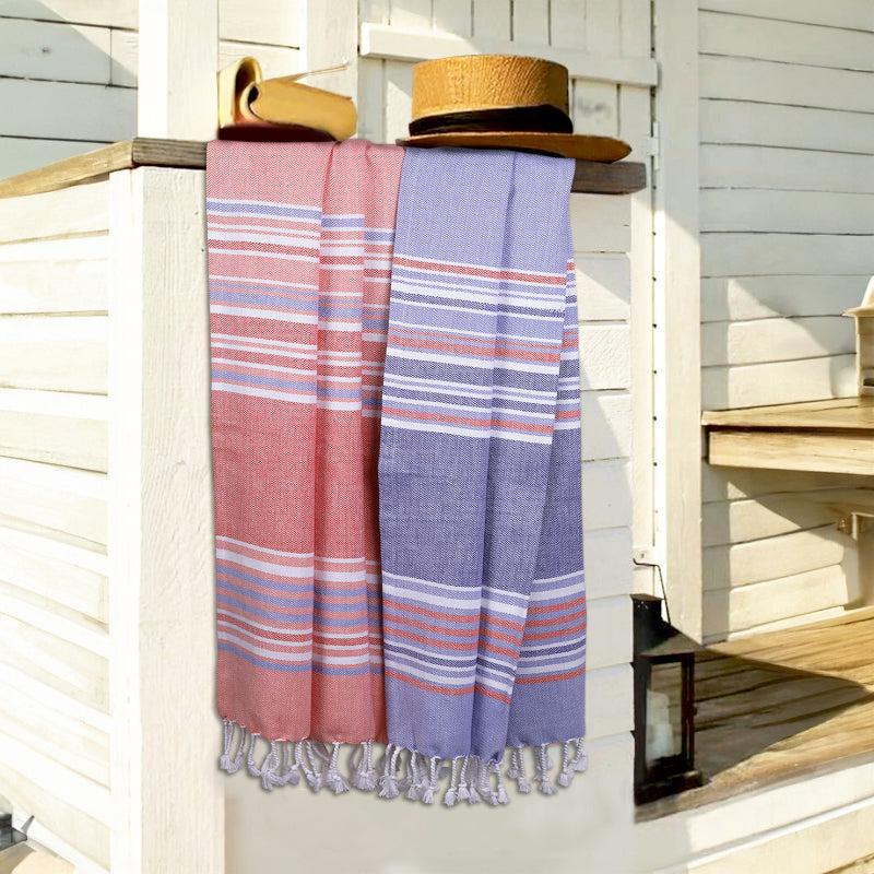 Buy Jadore Bath Towel (Peach & Lilac) - Set Of Two Bath Towels from Vaaree