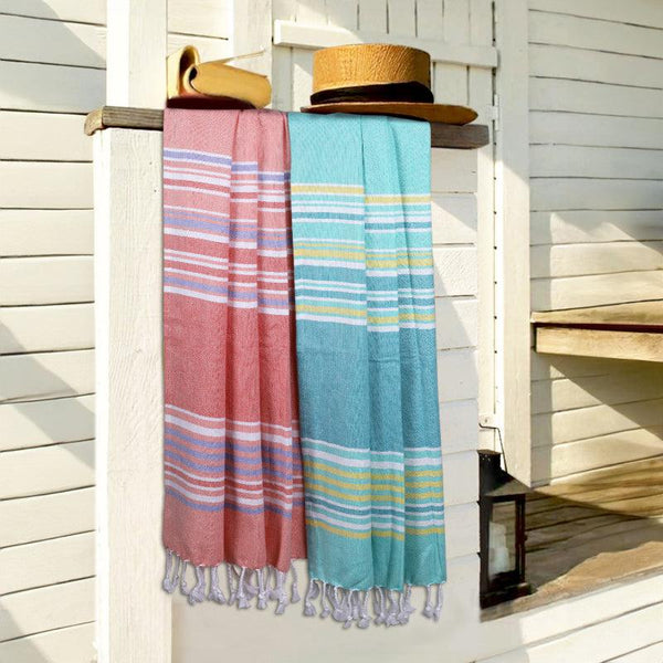 Buy Jadore Bath Towel (Peach & Blue) - Set Of Two Bath Towels from Vaaree