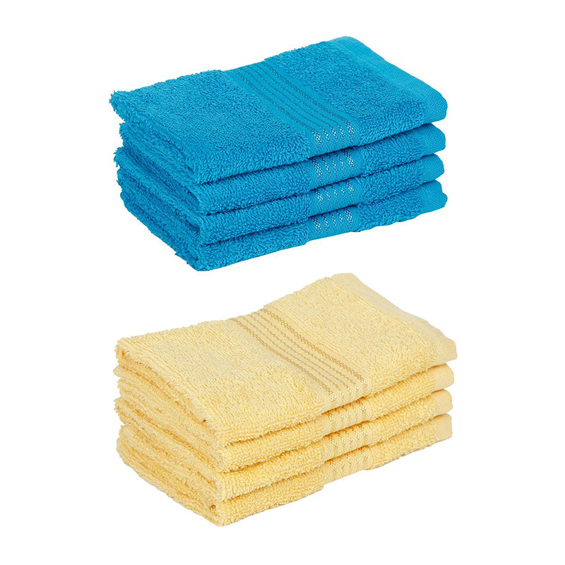 Buy Eva Quick Dry Face Towel (Blue & Yellow) - Set Of Eight Hand & Face Towels from Vaaree