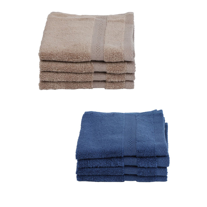 Buy Miorah Face Towel (Beige & Blue) - Set Of Eight Hand & Face Towels from Vaaree