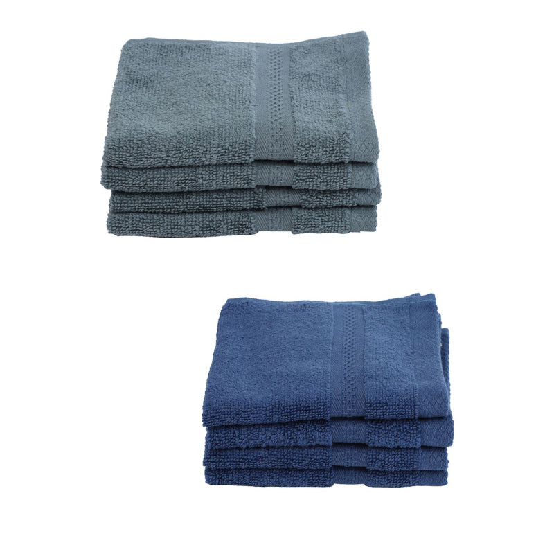 Buy Miorah Face Towel (Grey & Blue) - Set Of Eight Hand & Face Towels from Vaaree