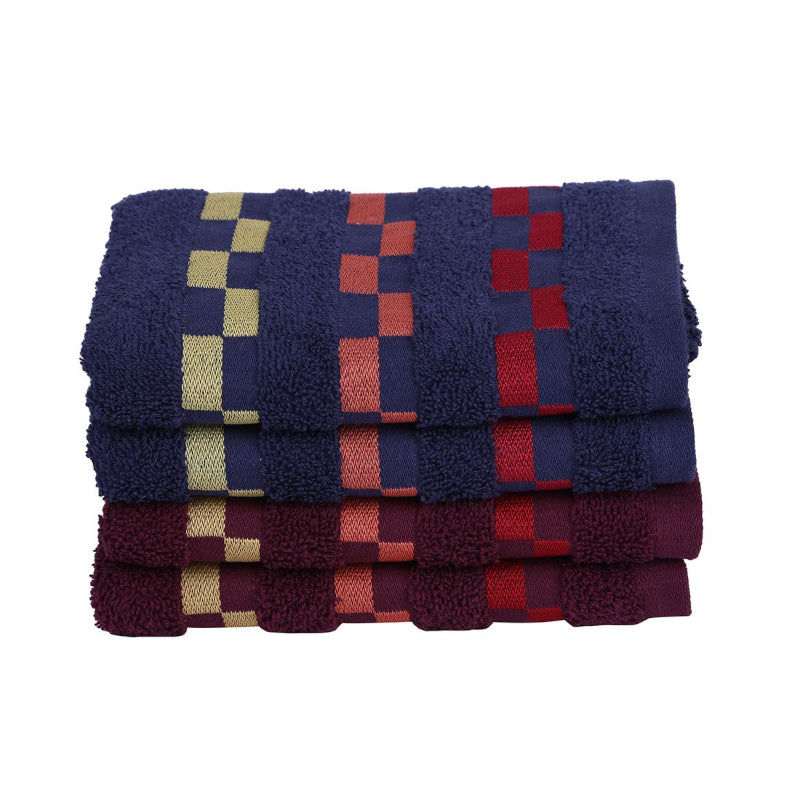 Buy Delpha Hand Towel (Navy Blue & Wine) - Set Of Four Hand & Face Towels from Vaaree