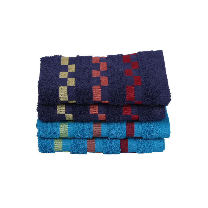 Buy Delpha Hand Towel (Navy Blue & Light Blue) - Set Of Four Hand & Face Towels from Vaaree