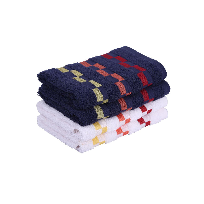 Buy Delpha Hand Towel (Navy Blue & White) - Set Of Four Hand & Face Towels from Vaaree