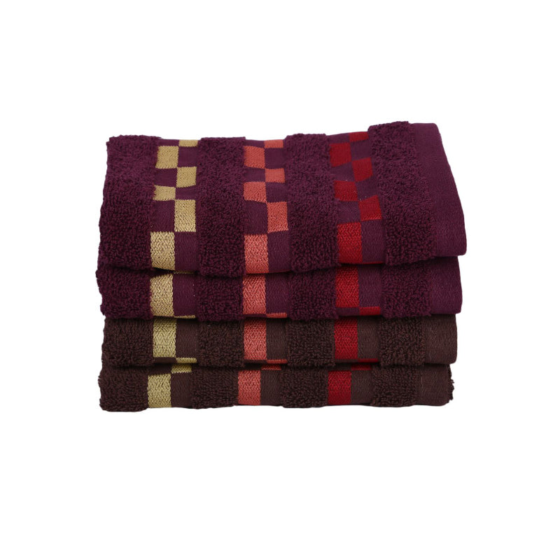 Buy Delpha Hand Towel (Wine & Brown) - Set Of Four Hand & Face Towels from Vaaree