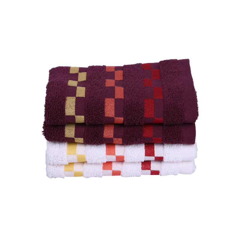 Buy Delpha Hand Towel (Wine & White) - Set Of Four Hand & Face Towels from Vaaree