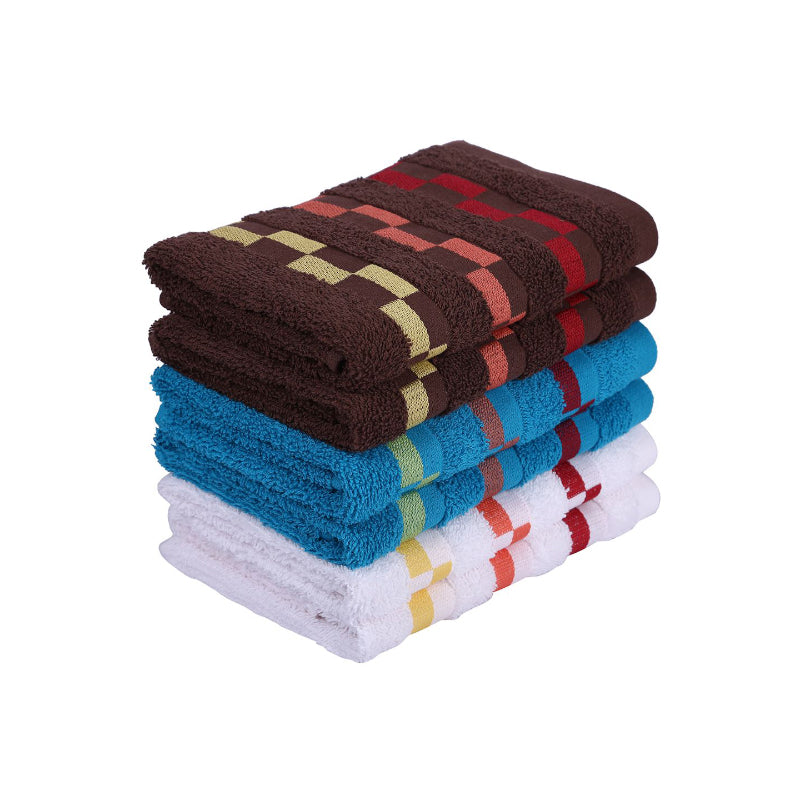 Buy Bela Delpha Hand Towel (Light Blue & Brown) - Set Of Six Hand & Face Towels from Vaaree