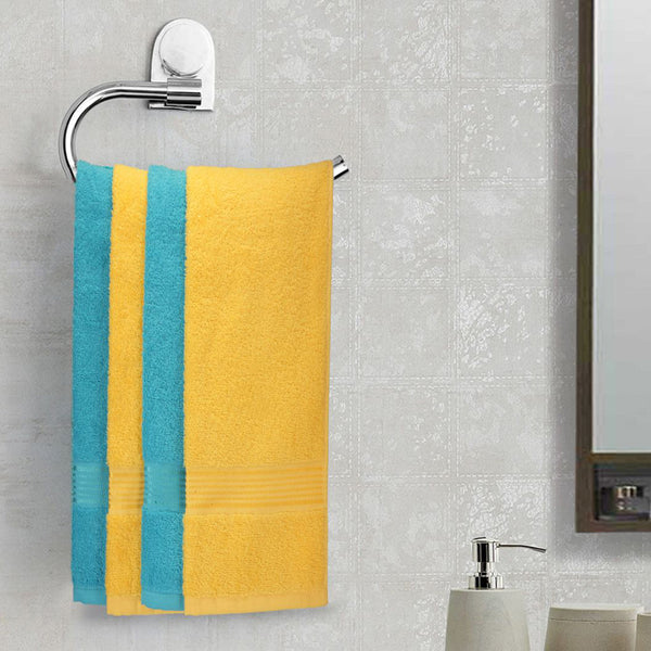 Buy Eva Quick Dry Hand Towel (Yellow & Blue) - Set Of Four Hand & Face Towels from Vaaree