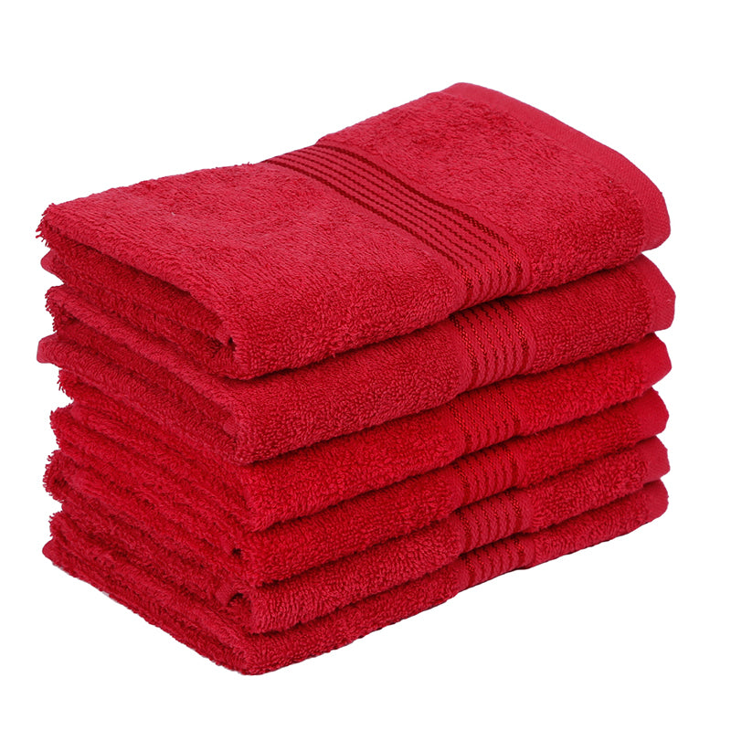 Buy Eva Quick Dry Hand Towel (Red) - Set Of Six Hand & Face Towels from Vaaree