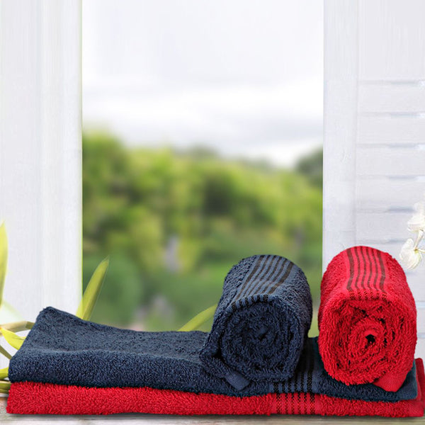 Buy Eva Quick Dry Hand Towel (Red & Dark Blue) - Set Of Four Hand & Face Towels from Vaaree