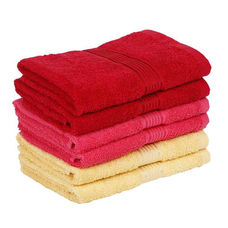 Buy Eva Quick Dry Hand Towel (Red/Pink/Yellow) - Set Of Six Hand & Face Towels from Vaaree