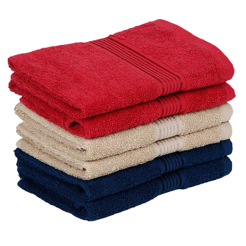 Buy Eva Quick Dry Hand Towel (Red/Taupe/Navy Blue) - Set Of Six Hand & Face Towels from Vaaree