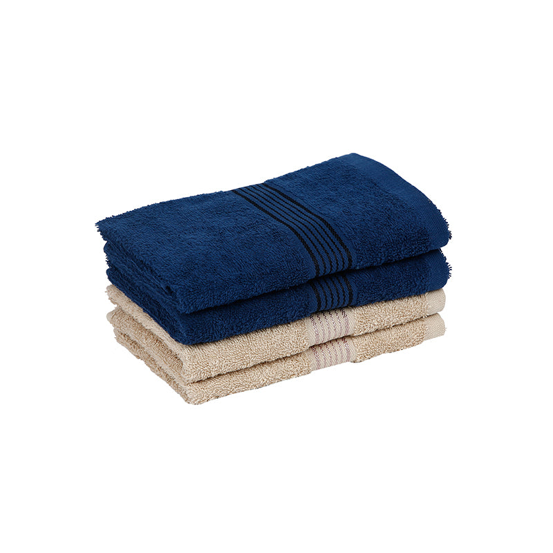 Buy Eva Quick Dry Hand Towel (Taupe & Navy Blue) - Set Of Four Hand & Face Towels from Vaaree