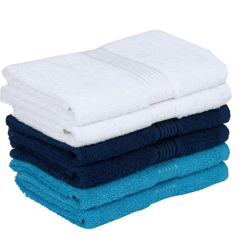 Buy Eva Quick Dry Hand Towel (Blue/Navy Blue/White) - Set Of Six Hand & Face Towels from Vaaree