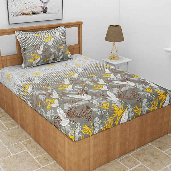 Buy Lale Floral Bedsheet - Charcoal Grey Bedsheets from Vaaree