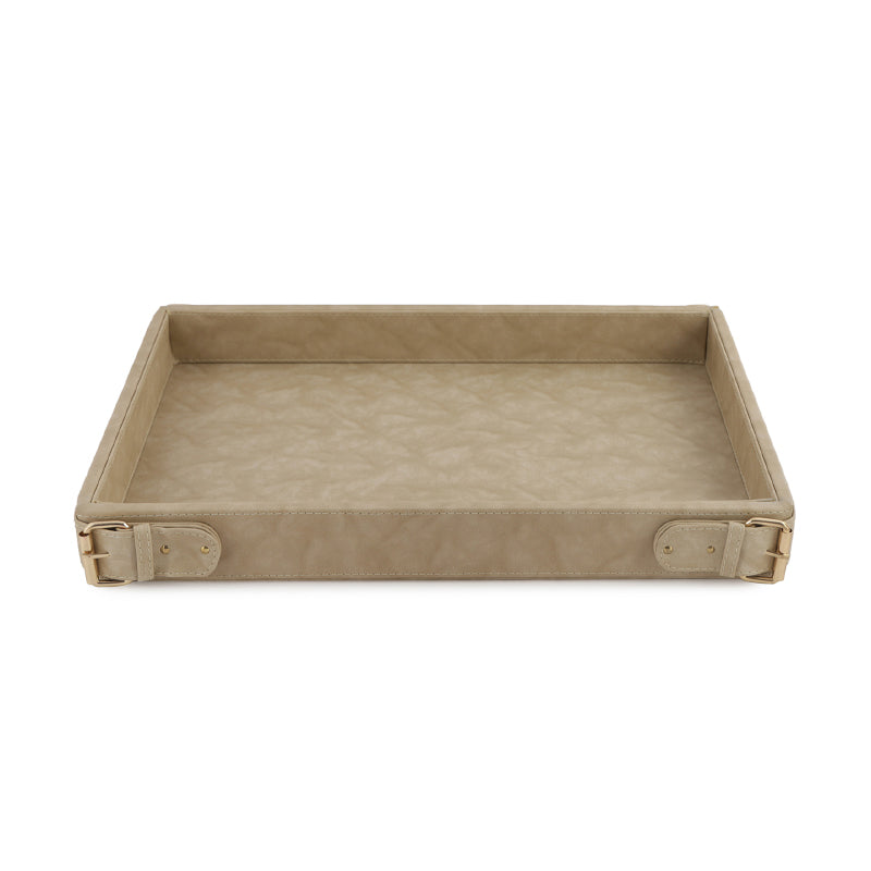 Serving Tray - Redvo Vegan Leather Serving Tray - Beige