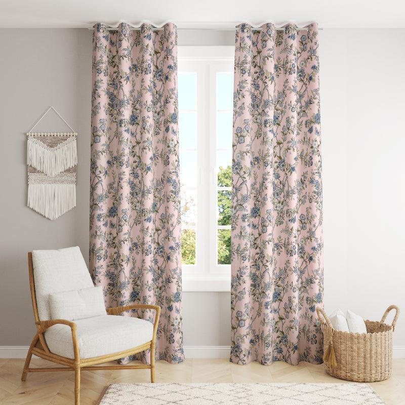 Buy Durjay Floral Curtains (Peach) - Set Of Two Curtains from Vaaree