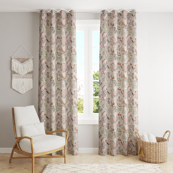 Augadh Floral Curtains (Desert Grey) - Set Of Two