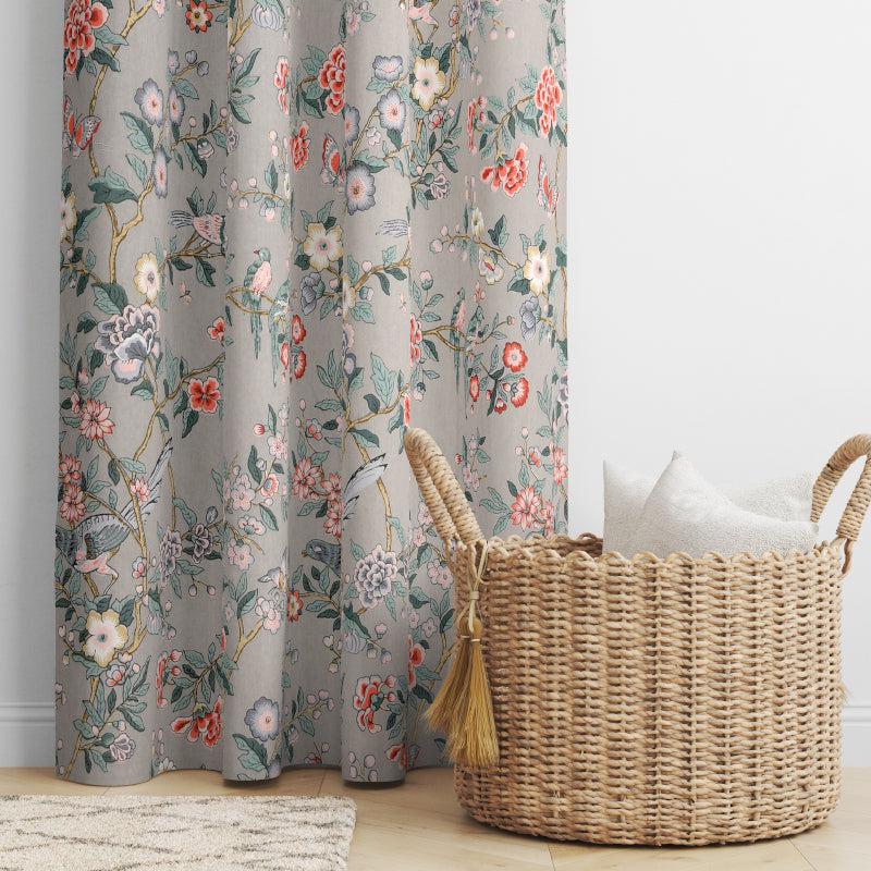 Buy Dayooj Floral Curtains - Coal Curtains from Vaaree