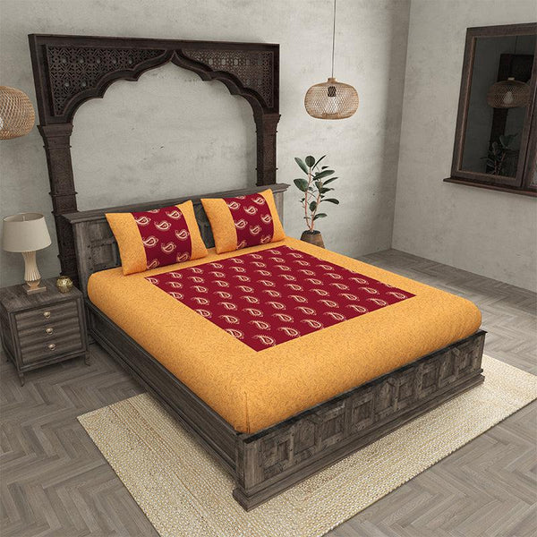 Buy Purbi Ethnic Bedsheet - Red,Yellow Bedsheets from Vaaree