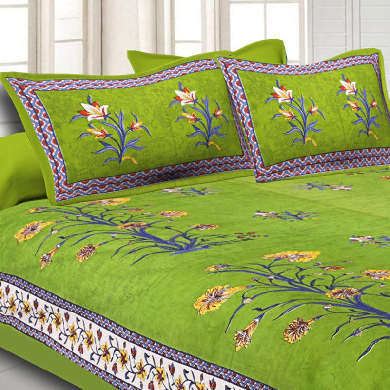 Buy Petunya Floral Bedsheet - Green Bedsheets from Vaaree