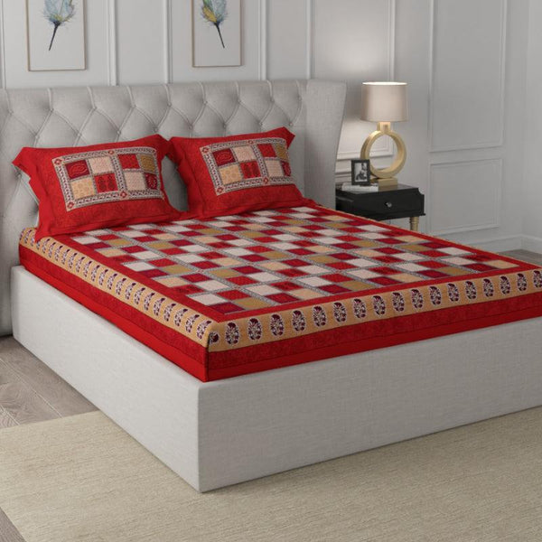 Buy Kian Geomatric Bedsheet - Red Bedsheets from Vaaree