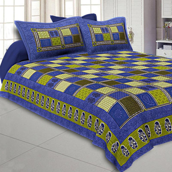 Buy Kian Geomatric Bedsheet - Blue Bedsheets from Vaaree