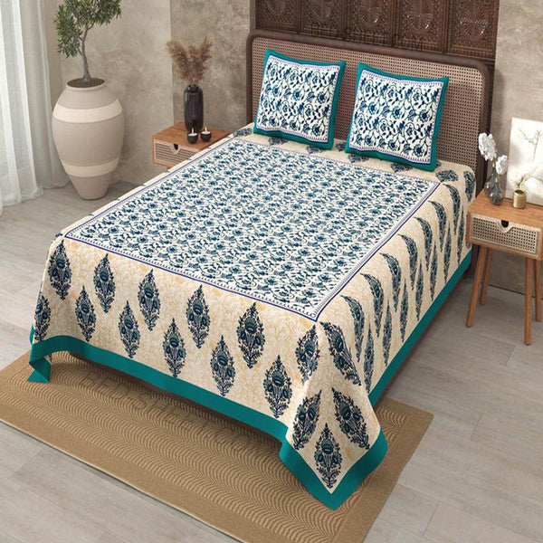 Buy Tahir Floral Bedsheet - Blue Bedsheets from Vaaree