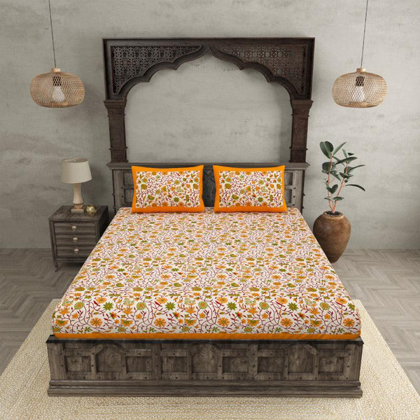 Buy Vihaan Ethnic Bedsheet - Orange Bedsheets from Vaaree