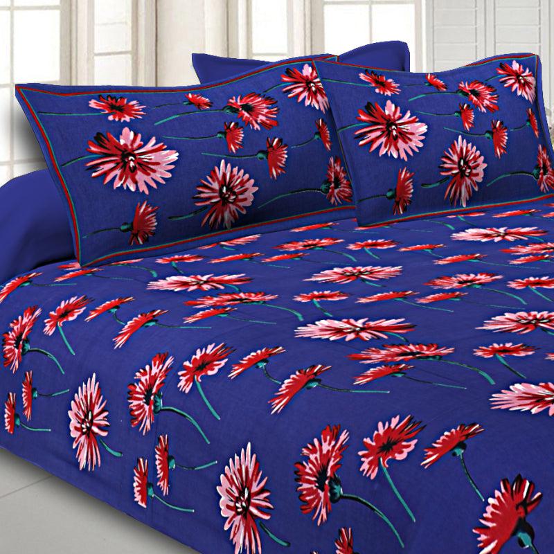 Buy Pansy Floral Bedsheet - Blue Bedsheets from Vaaree