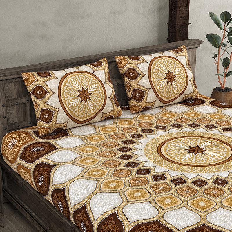 Buy Navaj Mandala Bedsheet - Yellow,Brown Bedsheets from Vaaree