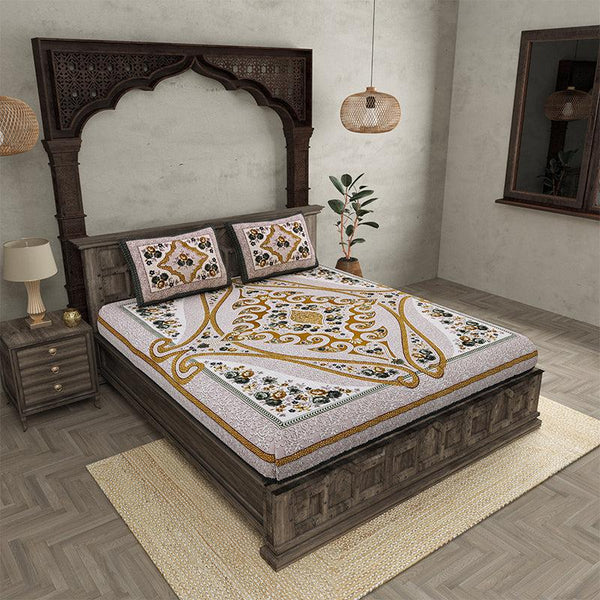 Buy Prapti Ethnic Bedsheet - Beige Bedsheets from Vaaree