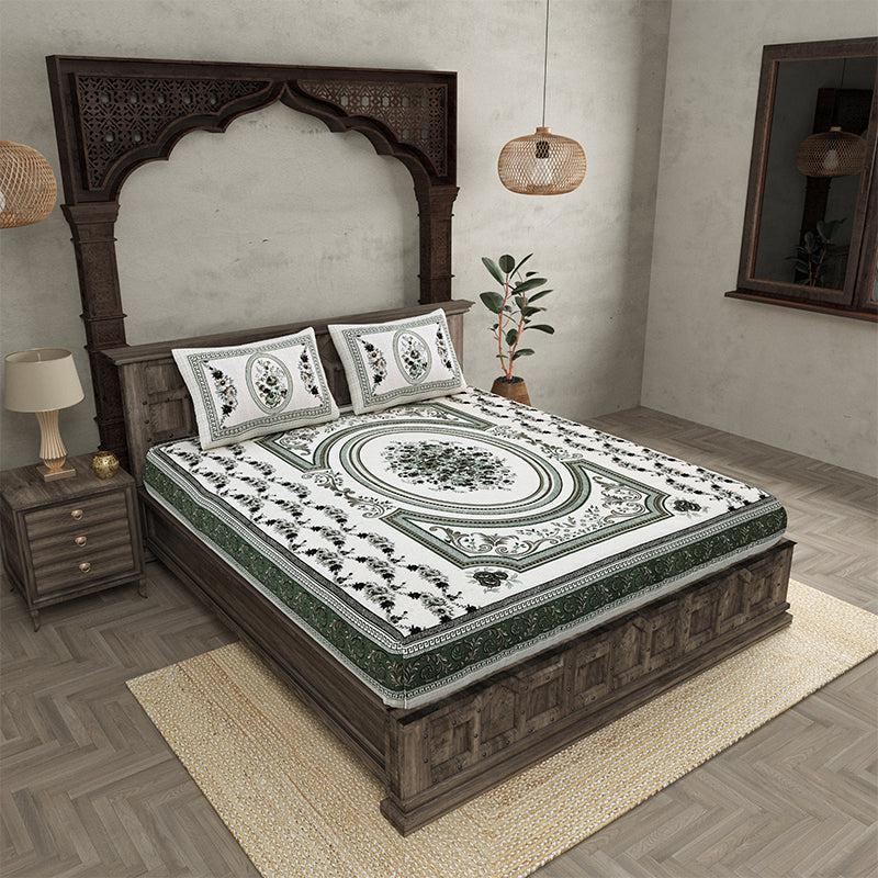 Buy Pusthi Ethnic Bedsheet - Green Bedsheets from Vaaree