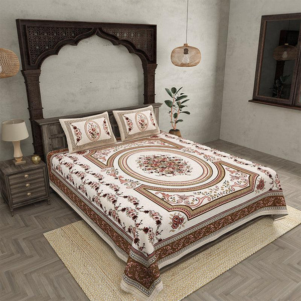 Buy Pusthi Ethnic Bedsheet - Brown Bedsheets from Vaaree