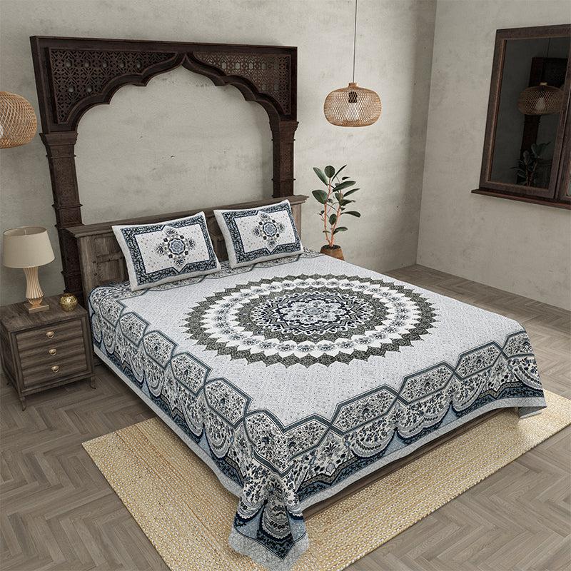 Buy Chaital Ethnic Bedsheet - Grey Bedsheets from Vaaree