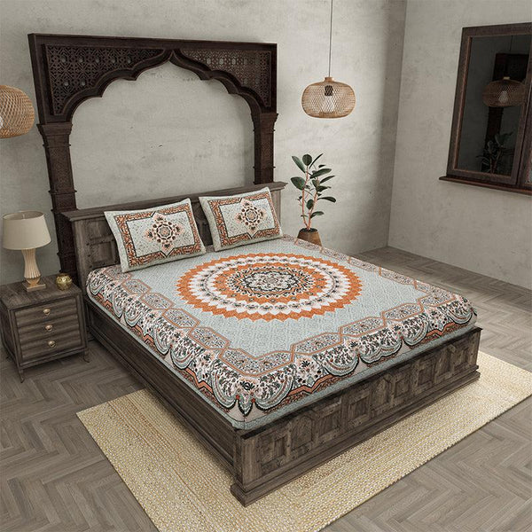 Buy Chaital Ethnic Bedsheet - Grey,Brown Bedsheets from Vaaree