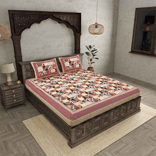 Buy Nabhij Abstract Bedsheet - Orange Bedsheets from Vaaree