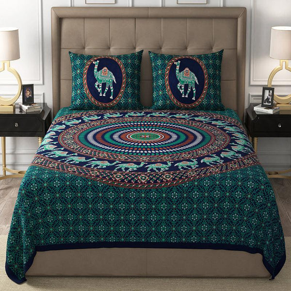 Bedsheets - Namish Mandala Bedsheet - Green