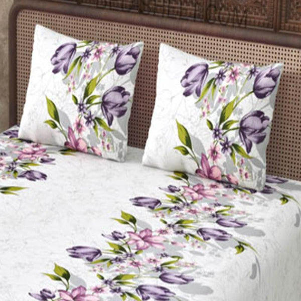 Bedsheets - Navin Floral Bedsheet - White