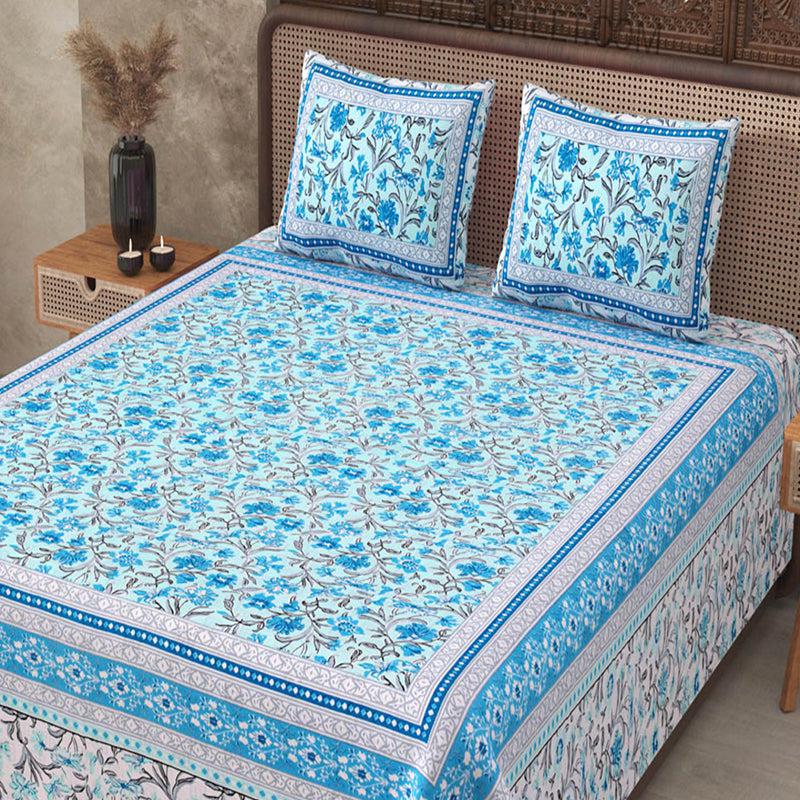 Buy Nagumo Floral Bedsheet - Blue Bedsheets from Vaaree