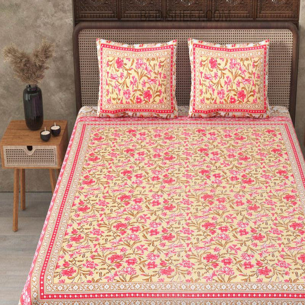 Buy Nagumo Floral Bedsheet - Pink Bedsheets from Vaaree