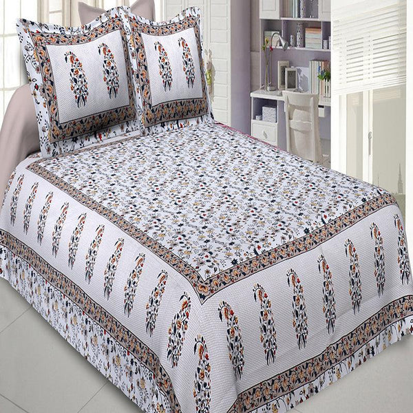 Buy Goura Ethnic Bedsheet - Grey,Brown Bedsheets from Vaaree