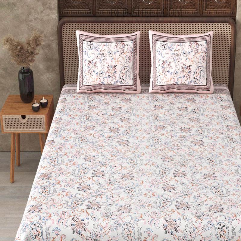 Buy Fresya Floral Bedsheet - White,Pink Bedsheets from Vaaree