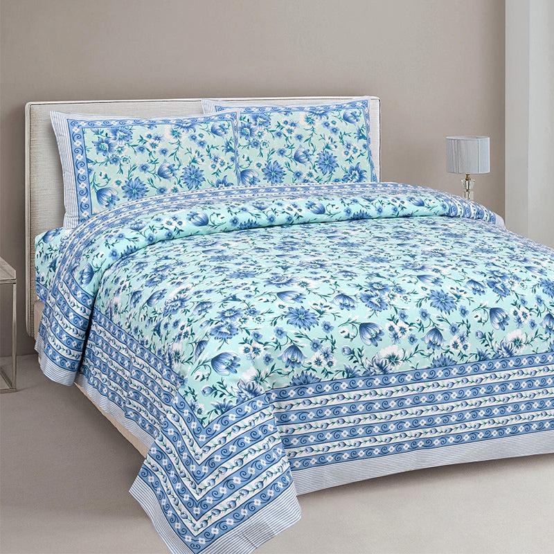 Buy Sarva Floral Bedsheet - Blue Bedsheets from Vaaree