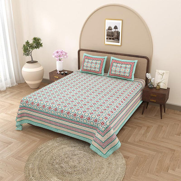 Buy Maya Ethnic Bedsheet - Green,Pink Bedsheets from Vaaree