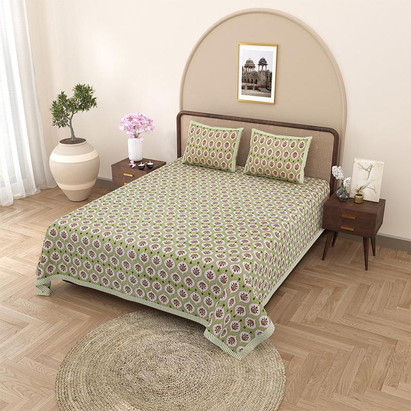 Buy Putra Ethnic Bedsheet - Green Bedsheets from Vaaree