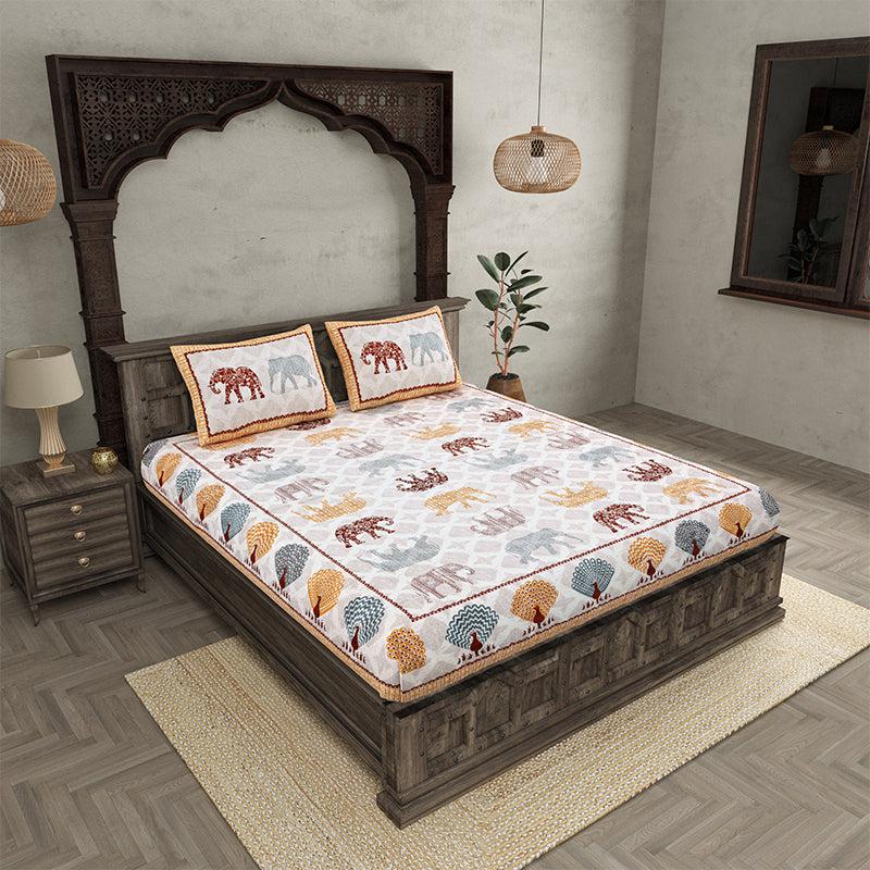 Buy Gajendra Regal Bedsheet - Grey,Brown Bedsheets from Vaaree