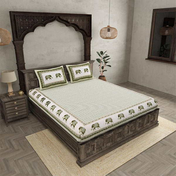 Buy Gaj Ethnic Bedsheet - Green Bedsheets from Vaaree