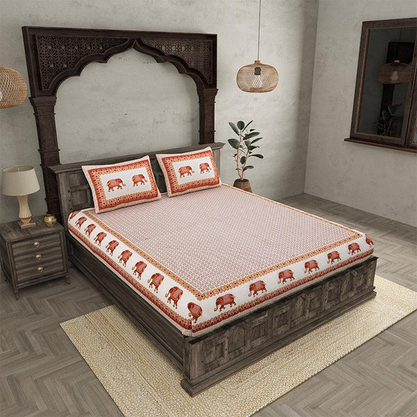 Buy Gaj Ethnic Bedsheet - Red Bedsheets from Vaaree