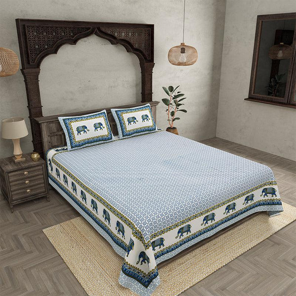 Buy Gaj Ethnic Bedsheet - Blue Bedsheets from Vaaree